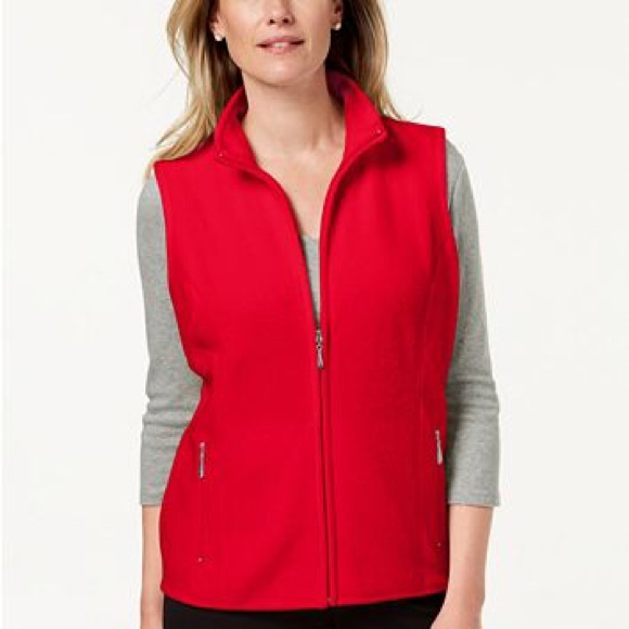 Karen Scott Womens Plus Fall Fleece Casual Vest